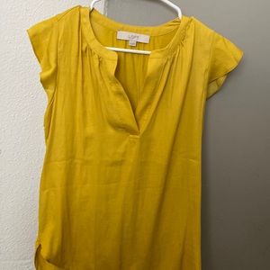 LOFT yellow ruffle sleeve top size XS